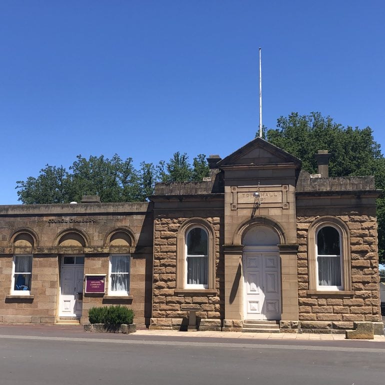 Images of Ross Town Hall on a beautiful sunny day