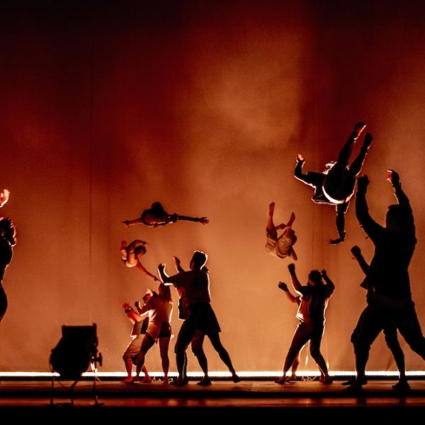 The Pulse hero image. A number of circus acrobats are performing on a stage lit in orange and black lighting.