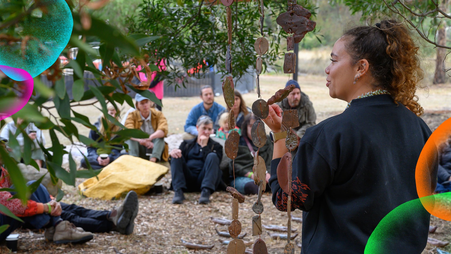 Nunami Sculthorpe-Green stands beside one of her chimes